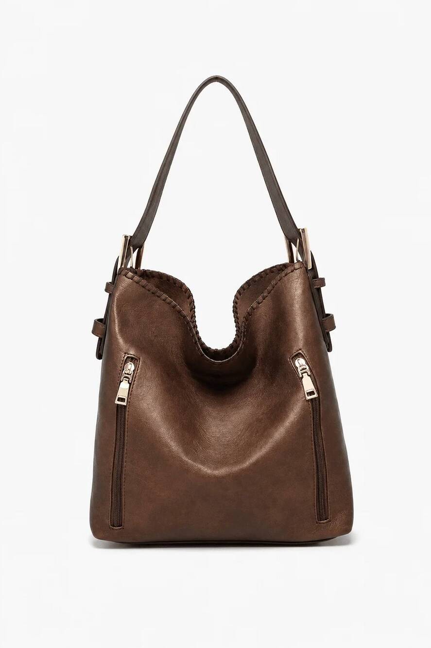 NEW JEN & CO. women's 2-in-1 convertible hobo bag in cocoa pearl